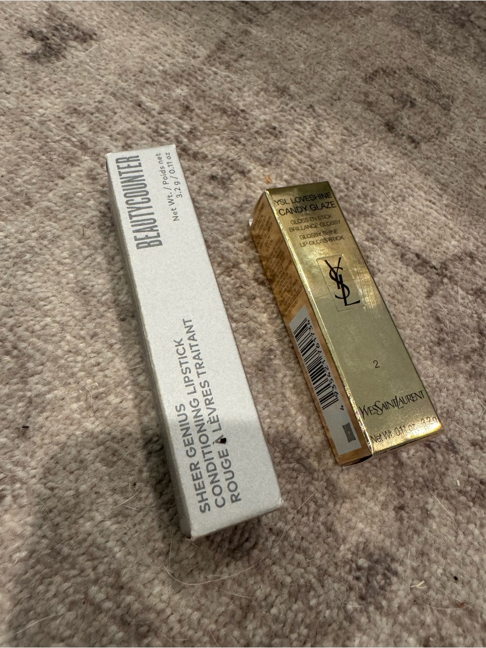 Ysl lipstick and beauty counter lipstick